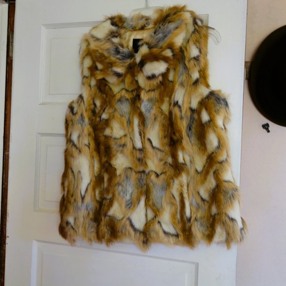Rachel Zoe Faux-Fur Fox Vest With Hook & Eye Closure Size Small - Picture 1 of 5